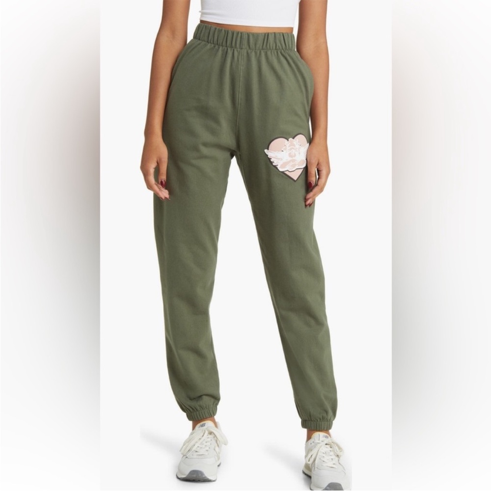 BOYS LIE Green Read Receipts Cotton Fleece Sweatpants 🤍